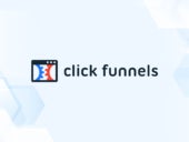 Review graphic featuring the logo of ClickFunnels.