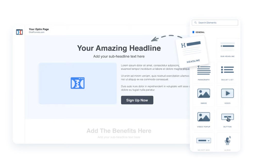 ClickFunnels landing page feature.